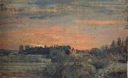 John Constable, View towards the rectory,East Bergholt 30 September 1810